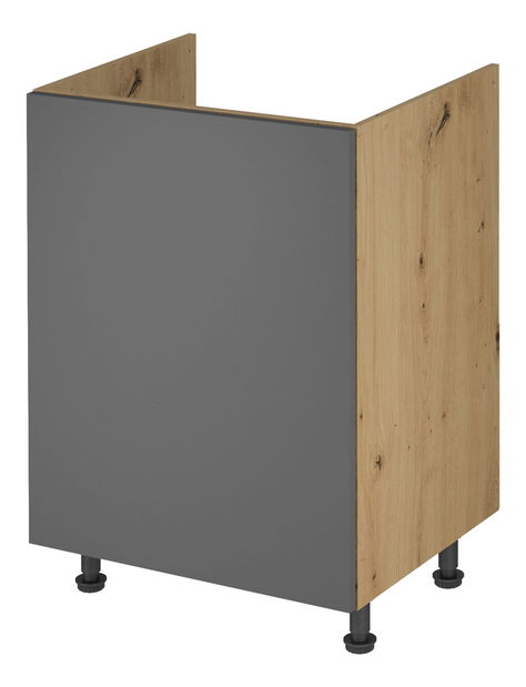 Dolná drezová kuchynská skrinka D60Z Langari (dub artisan + sivá matná) (L)