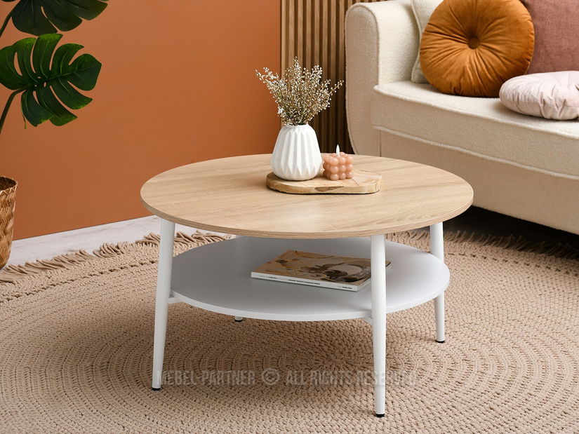 Stolić za kavu Randolf Xl (sonoma + bijela)