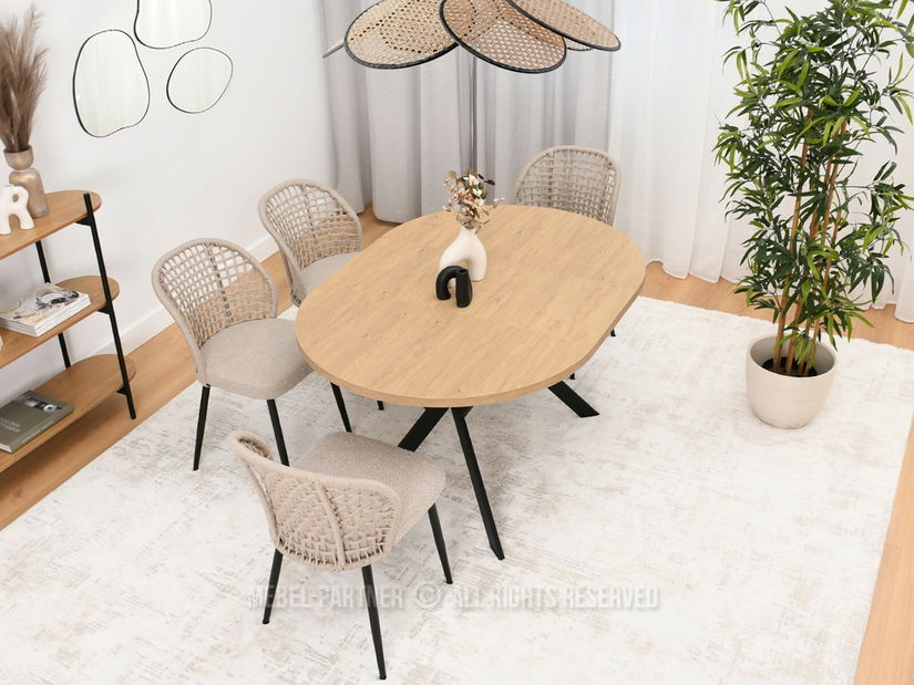 Blagovaonski stol Rompa (hrast + crna)