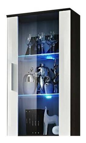 Vitrína na stenu Nelia 23 EMWH N2 (s osvetlením) (wenge + biely lesk)