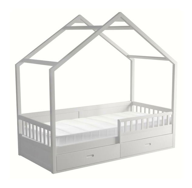 Dječji krevet 90 cm Burgues (bijela) (sa podnicom) (sa prostorom za odlaganje)