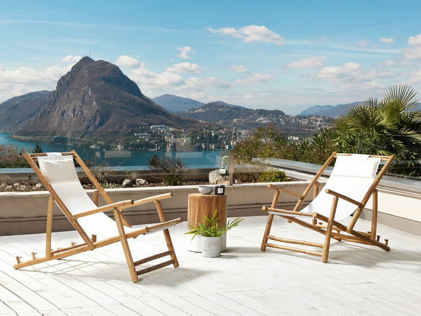 Set 2 buc. șezlonguri de grădină Azaleh (alb crem)