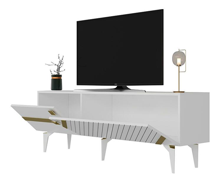 TV asztal/szekrény Tabivo (fehér + arany) 