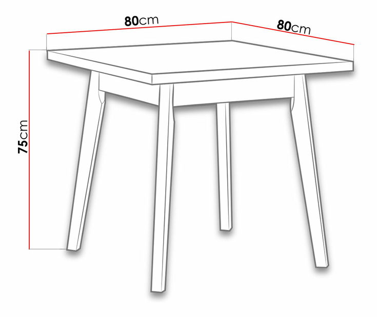 Stôl 80 x 80 I Henry (Sonoma + Biela)