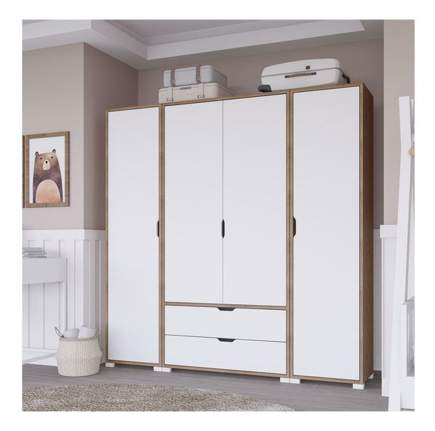 Ormar za garderobu Nisae 24 (orah svijetli + bijela)