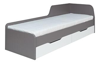 Pat de o persoană 80cm Irlam Z22 (gri + alb lucios) (cu somieră) (cu sp. depozitare)