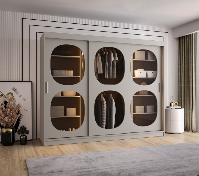 Dulap de haine 250 cm Boomer 2 (Cașmir) (cu iluminat)