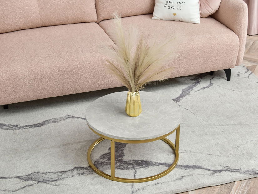 Dohányzóasztal Kolja Stolik S (szürke márvány + arany)