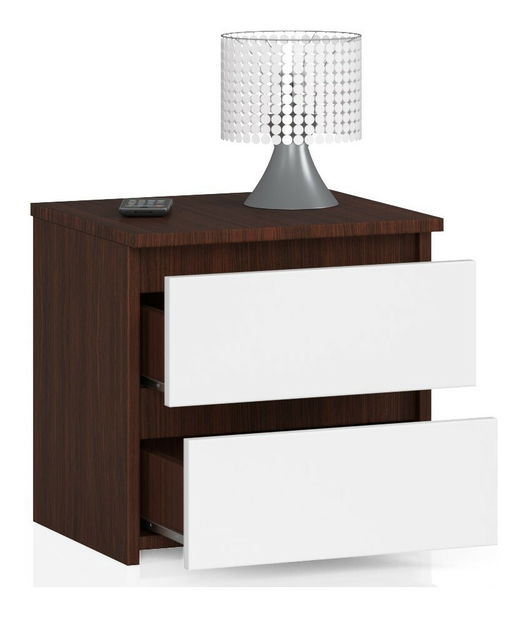 Noćni stolić Cleania CL2 (wenge + bijela)