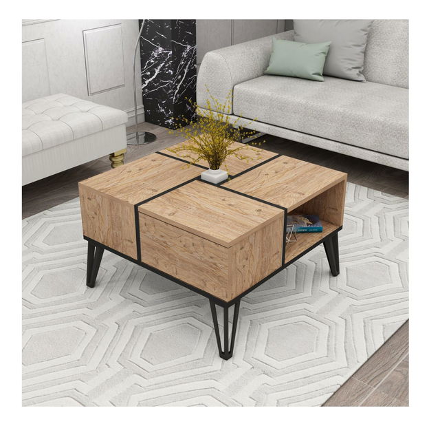 Dohányzóasztal Nirvy (atlanti fenyő + fekete)