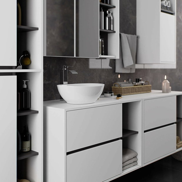 Dulap de baie Vambos W50 2D 6P (alb + grafit)