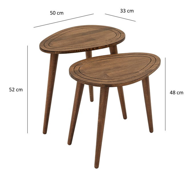 Set măsuțe de cafea Sweeney (Nuc)