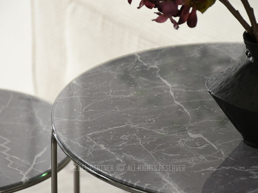 Dohányzóasztal Belianni Zest (szürke márvány + nikkel)