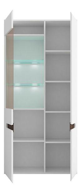 Vitrína BRW Azteca Trio REG1W1D/19/9 (biela + lesk biely)