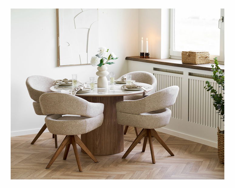 Jedálenský stôl Alomeria 3 (biela + hnedá)