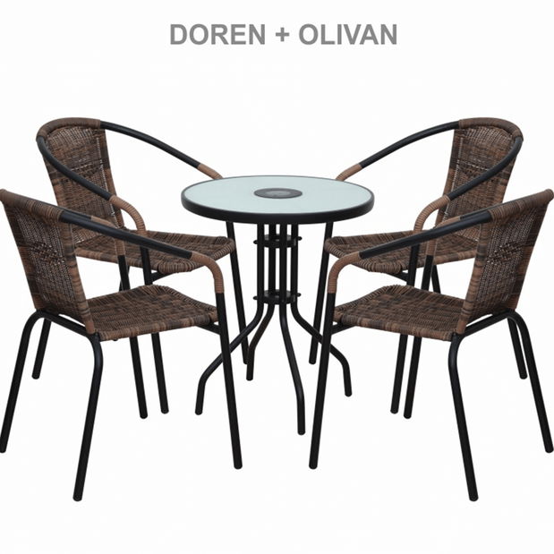 Scaun de grădină (2 buc.) Durley (Maro + Negru) *vânzare stoc