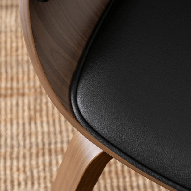 Blagovaonska stolica Generosas 1 (crna eko koža + orah) 