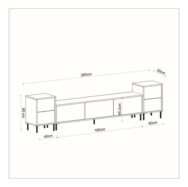 TV stolík/skrinka Iris (biela + zlatá) 
