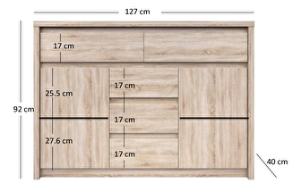 Komoda Noella 2D5S (hrast sonoma)