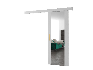 Uși culisante 90 cm Sharlene II (alb mat + alb mat + auriu) (cu oglindă)