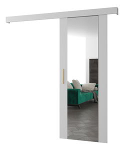 Klizna vrata 90 cm Sharlene II (bijela mat + bijela mat + zlatna) (s ogledalom)