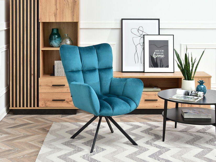 Kreslo Kikino X (tyrkysová + čierna)