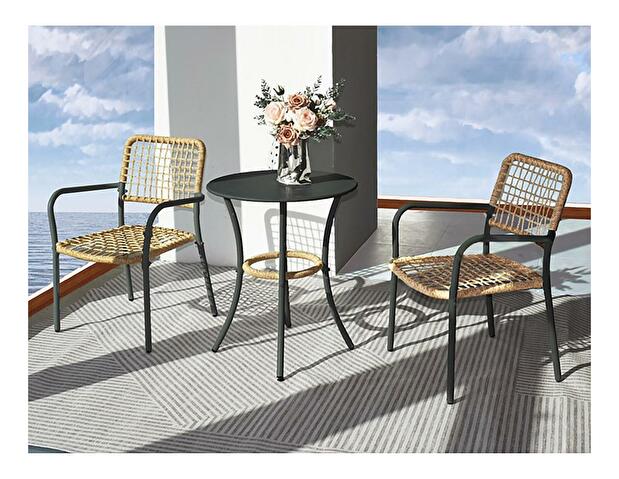 Set mobilier de grădină Abril (natural + antracit) (pentru 2 persoane)