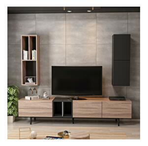 Mobilier living Vopopu (negru + alb + stejar) 