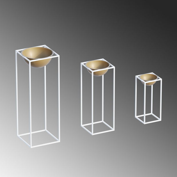 Ukrasni stalak za cvijeće Gwyneth (bijela + zlatna)