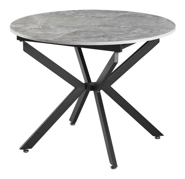 Masă de sufragerie extensibilă Amero (beton + negru) (pentru 4-6 persoane)