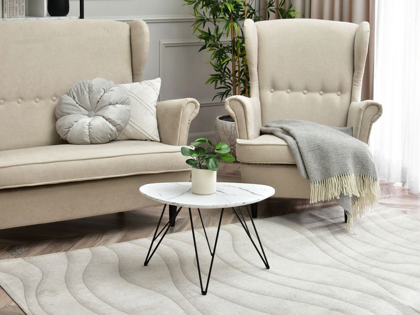 Măsuță de cafea Rave S (marmură albă + negru)