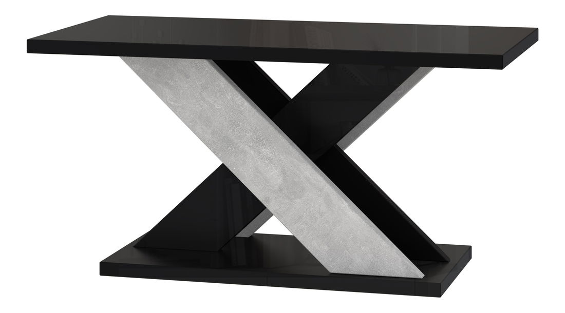 Dohányzóasztal Xalin (fényes fekete + kő)