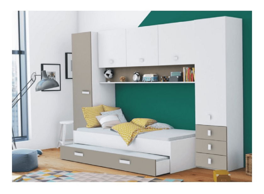 Zostava do detskej izby Trinny (biela + sivohnedá)