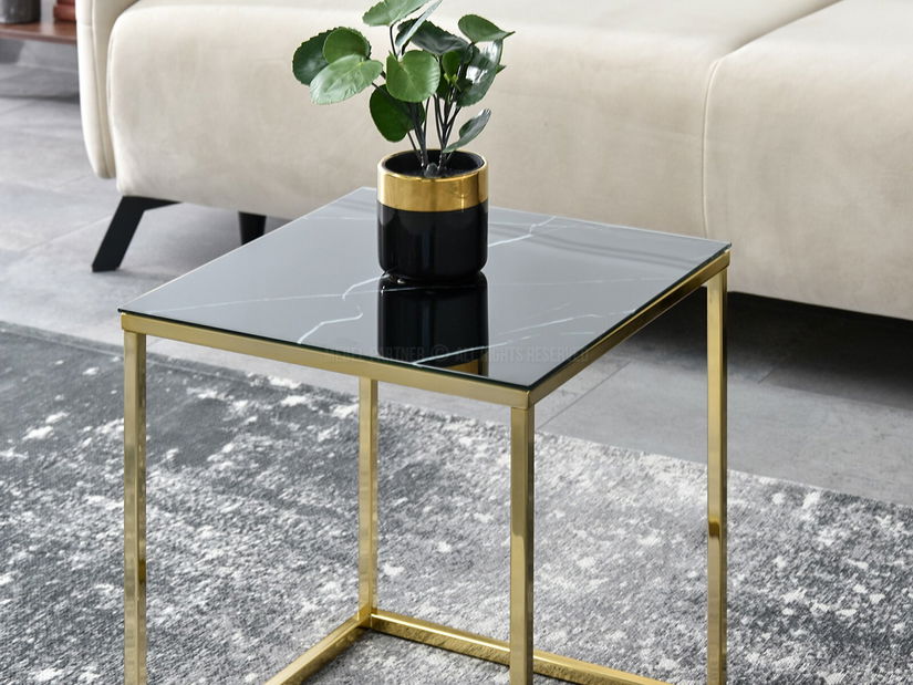 Konferenčný stolík Bella S (čierna + zlatá)