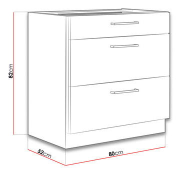 Dolná kuchynská skrinka Bronte 80 D 3S BB (dub lancelot + biely lesk)