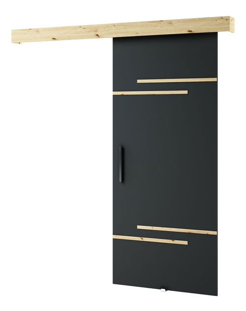 Uși culisante 90 cm Lovella (stejar artisan + negru mat)