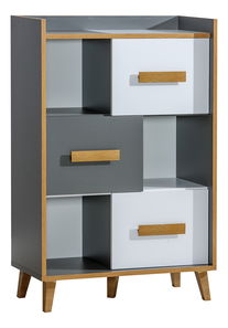 Regál typ W5 Wendy (antracitová + biela + dub wotan)