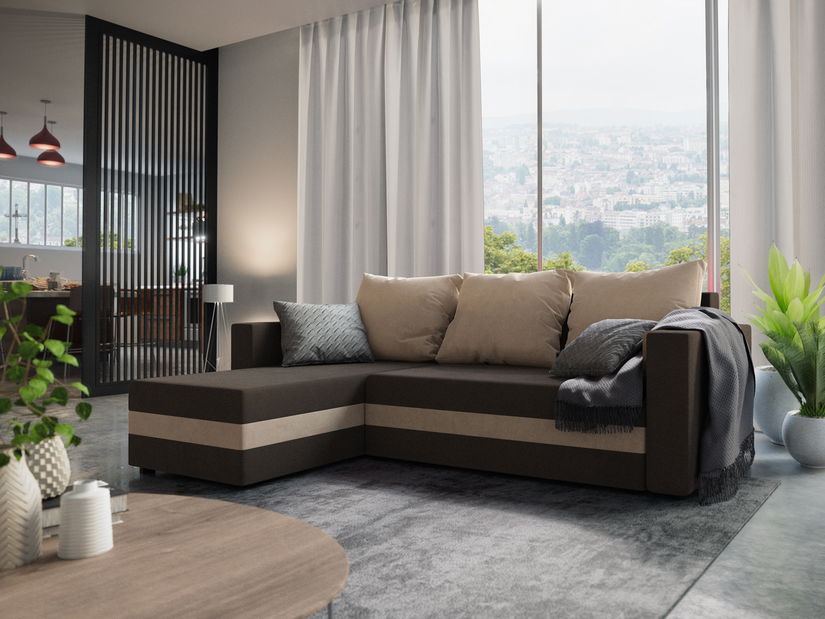 Sarokkanapé Safino (sötétbarna + világosbarna) (B)