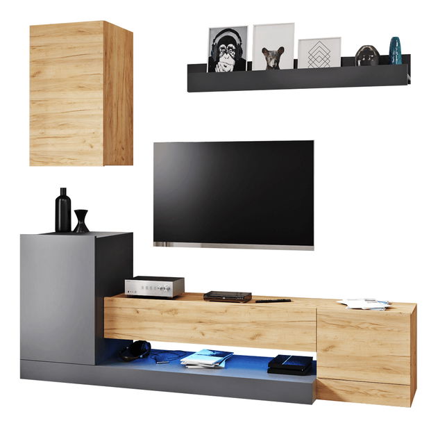 Mobilier living Daola (Gri + Stejarwotan) *vânzare