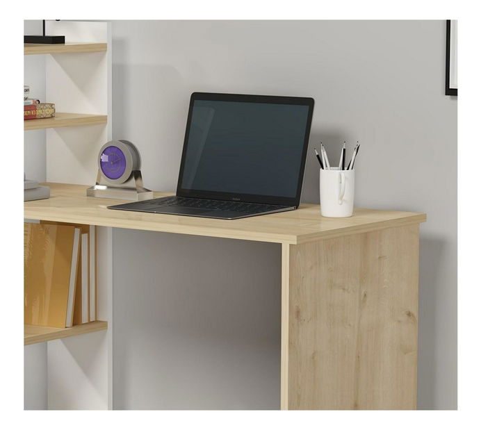 Masă PC Nomive (stejar zafir + alb) 