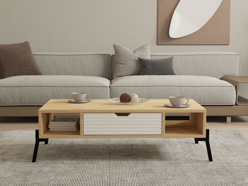 Dohányzóasztal Munibo (zafír tölgy + fehér) 