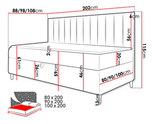 Jednolôžková posteľ 100 Kazmir 2 (biela + sivá ) (s roštom, matracom a úl. priestorom)