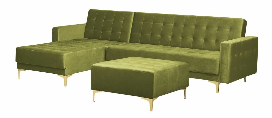 Sarok ülőgarnitúra zsámollyal Aberde (zöld) (J)