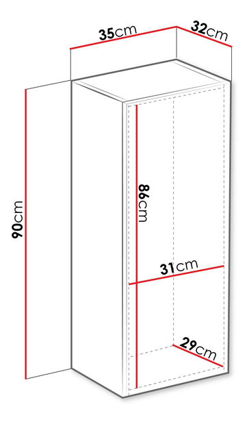 Dulap de perete Zylia 90 (Alb + Alb lucios)
