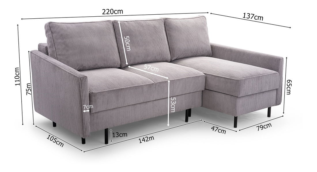 Rohová sedačka Robia (P) (fialová)