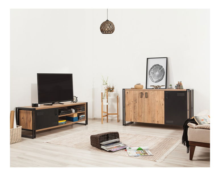 Mobilier living Cosmopolitan 6 (Pin atlantic + Negru)