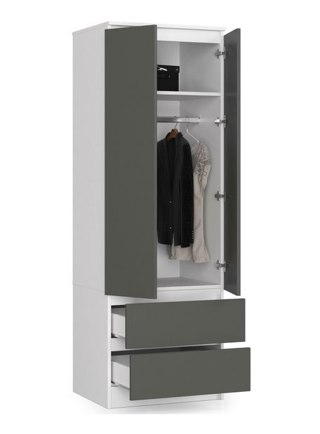 Ruhásszekrény Suman (fehér + szürke)