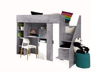 Detská kombinovaná posteľ 90 cm Kesa 14 (betón + matná biela)
