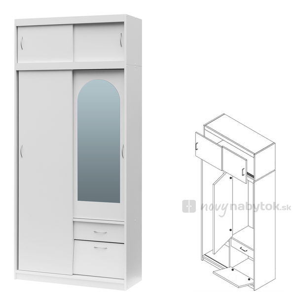 Šatníková skriňa Krištof 100 (biela)