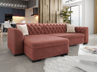 Kutna sofa na razvlačenje Leon (L) (Magic Velvet 2258 + Magic Velvet 2258 + Magic Velvet 2250)